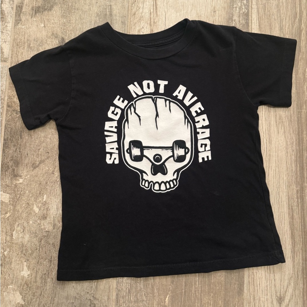 Kids Black Graphic Tee with Skull Design